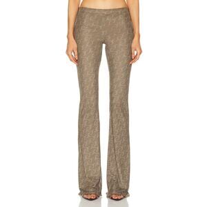 FWRD Jade Cropper Flared Mesh Trousers Reversible Print Wilted Flowers Khaki XS